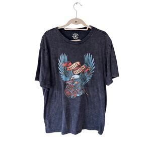 Willie Nelson Heathered Black Eagle with Guitar Graphic Short Sleeve Tee XL